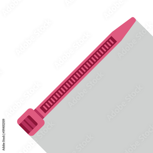 Pink plastic zip tie creating a quick temporary or permanent fastening