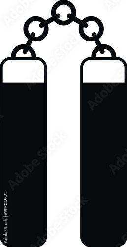 Nunchaku icon representing martial arts, self defense, and traditional okinawan kobudo