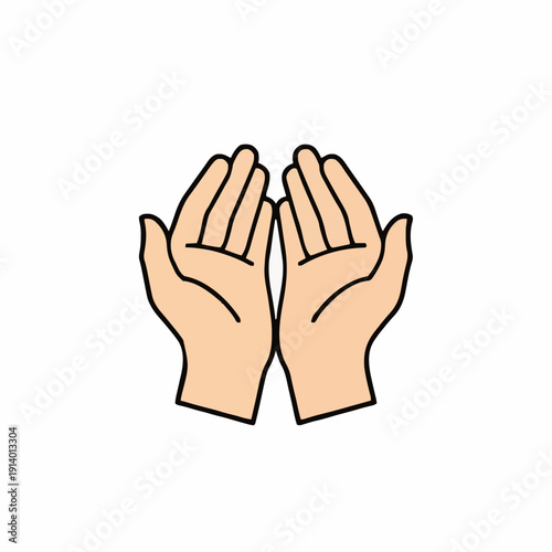 Open Hands Extended Upward In Prayer Or Supplication Against A White Background Symbolizing Hope Faith And Spirituality