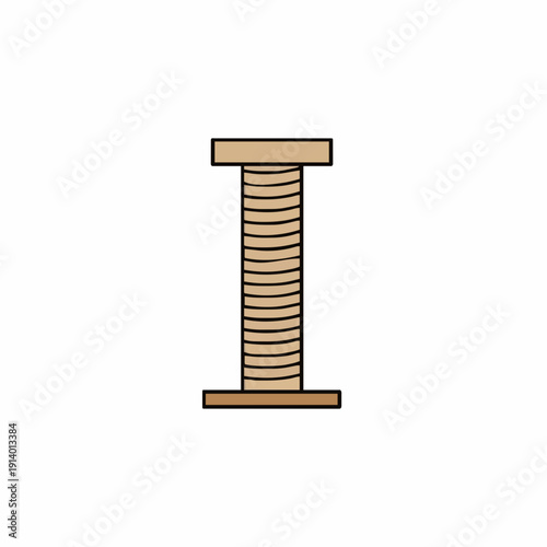 Simple Wooden Cat Scratching Post With Beige Rope On White Background No Cats Present