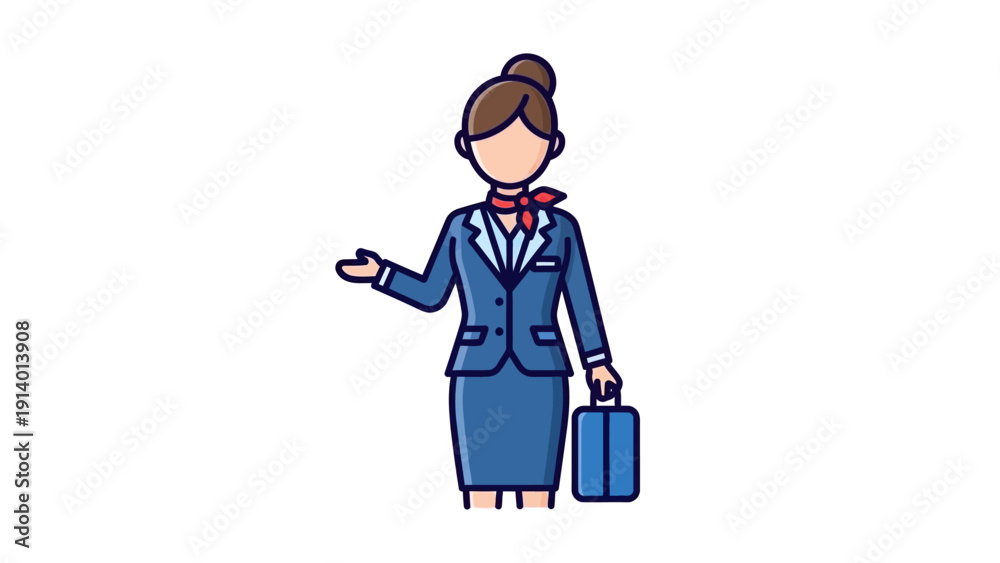 Obraz premium Businesswoman in blue suit holding briefcase.