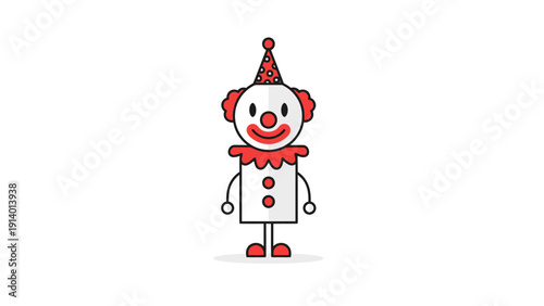 Cartoon Clown Character Illustration Isolated White.