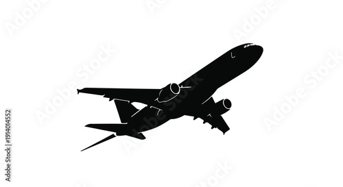 Airplane flying in sky silhouette black plane taking off soaring high