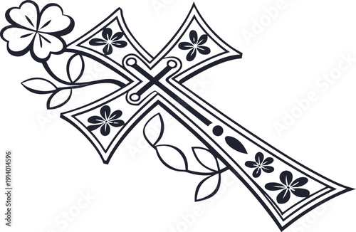 St Patrick's Day Shamrock Cross Christian Faith SVG Bundle. transparent background
