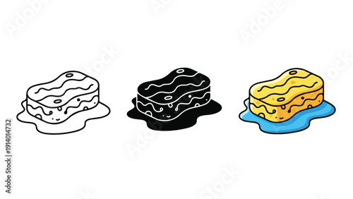 Stacked pancakes breakfast flat design vector illustration - Flat Design Icon. line icon set - Icon vector - Blue icon vector. Clipart. Icon collection - Line and glyph solid icon and logo template