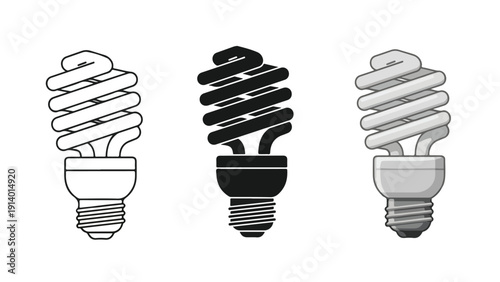 Energy saving light bulbs eco vector illustration - Flat Design Icon. line icon set - Icon vector - Blue icon vector. Clipart. Icon collection - Line and glyph solid icon and logo template