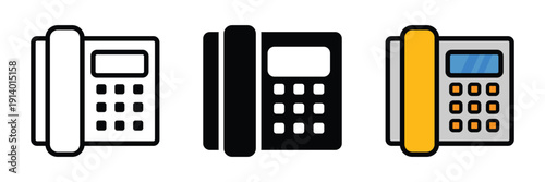 Telephone icon. Traditional landline phone symbol. Transparent PNG and vector illustration
