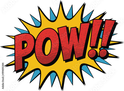 A vibrant comic book style POW sound effect burst on a clean white background