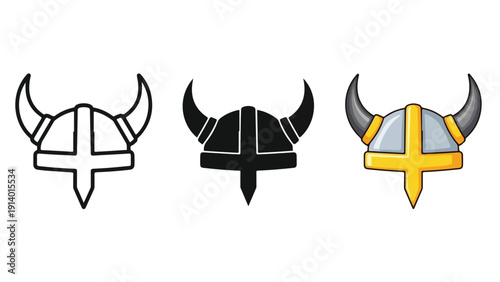 Viking helmet cross symbol vector illustration flat design - Flat Design Icon. line icon set - Icon vector - Blue icon vector. Clipart. Icon collection - Line and glyph solid icon and logo template
