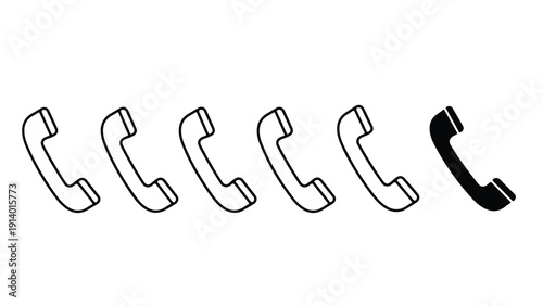 Retro rotary phone icons set vector illustration - Flat Design Icon. line icon set - Icon vector - Blue icon vector. Clipart. Icon collection - Line and glyph solid icon and logo template