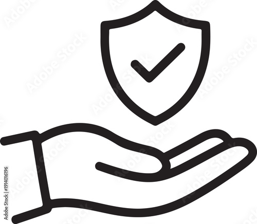 Insurance hand icon in line style. Policyholder protection hand icon. Editable stroke. Isolated. Vector illustration