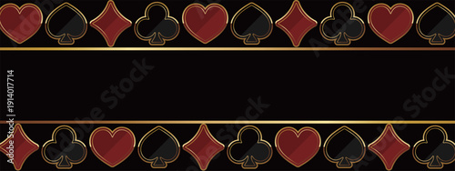 高級感のあるトランプのスート模様バナー背景