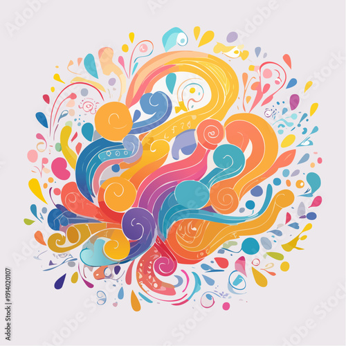 Abstract Burst of Vibrant Swirls and Splatters Creating a Dynamic and Energetic Artistic Composition