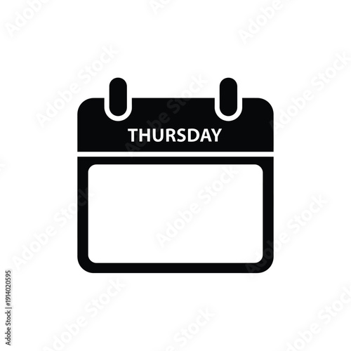 Vector illustration icon simple black and white calendar icon showing thursday