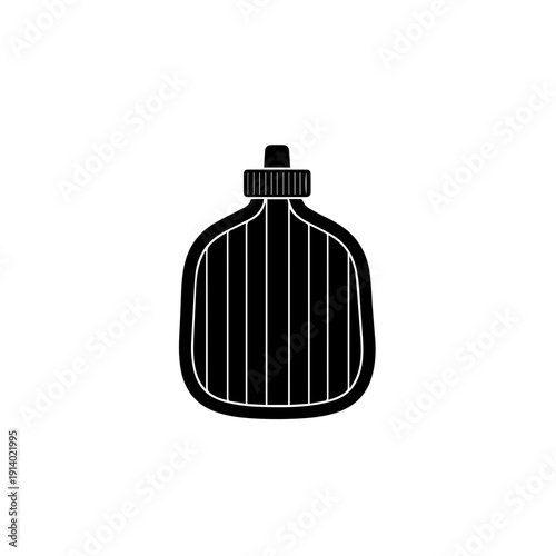 Black silhouette of a classic perfume bottle with a dropper cap