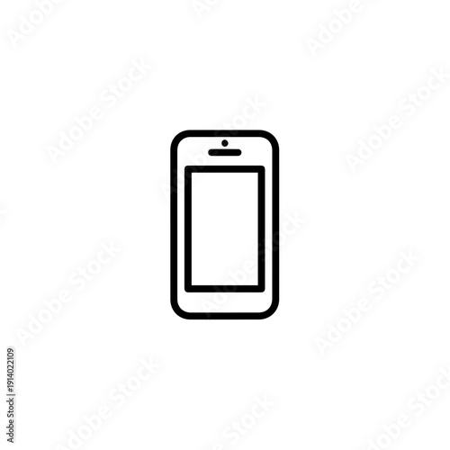 Minimalist line drawing of a smartphone with a headphone jack and a single button