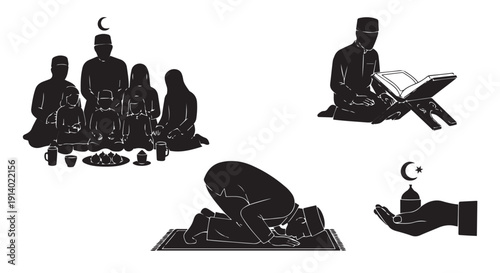 Islamic Practices & Ramadan Traditions Silhouettes