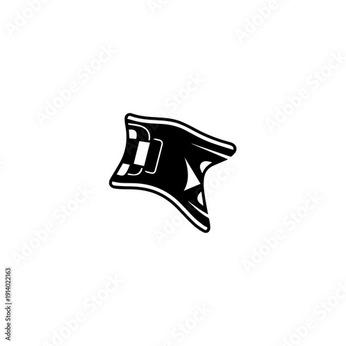 Minimalist black and white stylized lightning bolt icon on a light background