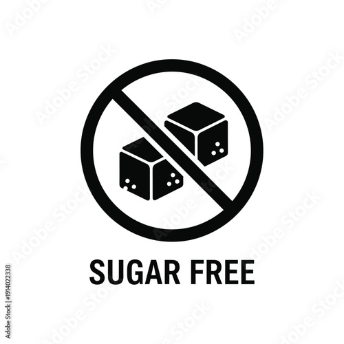 Vector illustration icon sugar free icon with sugar cubes and prohibition sign
