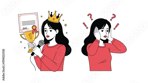 Woman feeling pressure of achievement and success while being overwhelmed by expectations and social anxiety.