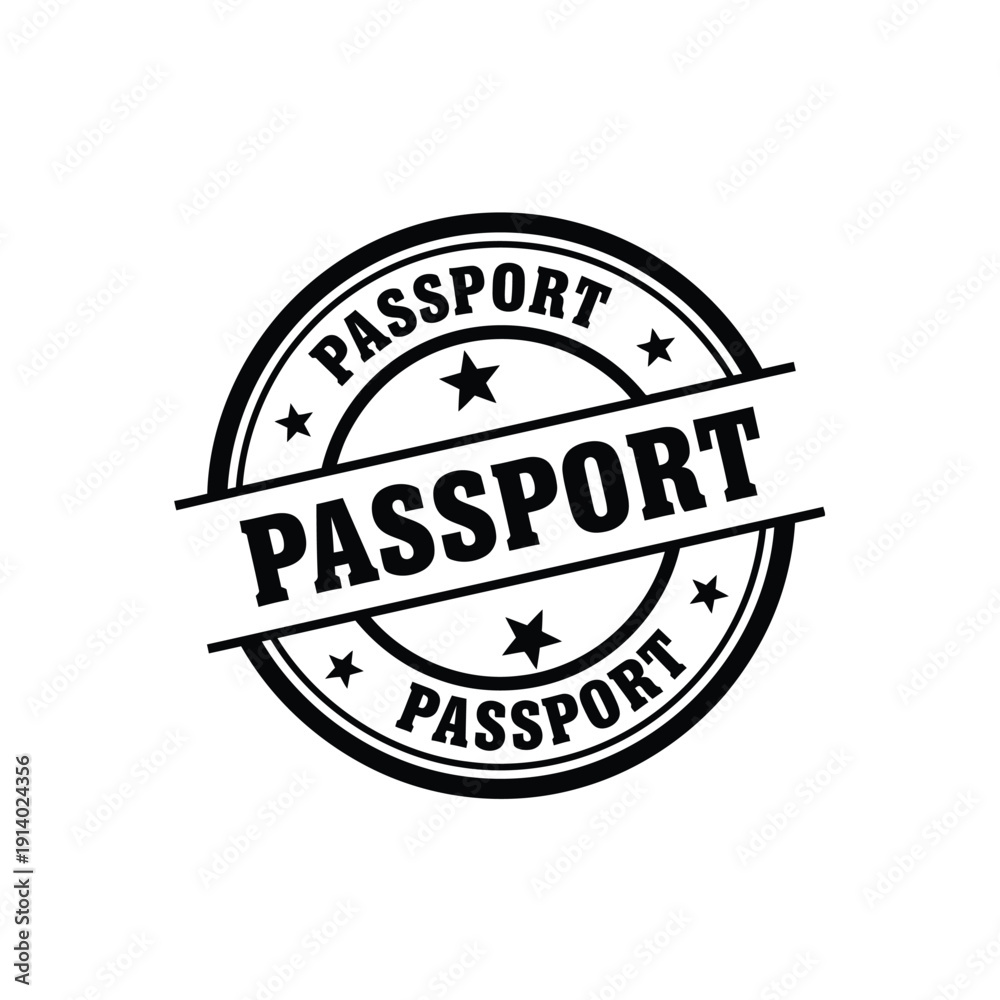 Obraz premium Vector illustration icon black and white passport stamp icon with stars