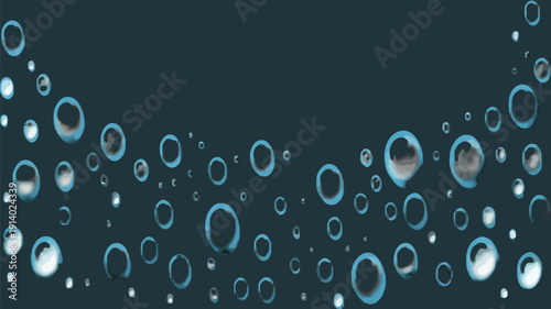 A mesmerizing digital art of floating bubbles in a dark blue space
