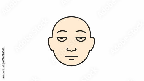 Bald man face cartoon character.