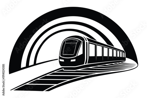 Futuristic Metro Train Silhouette in Motion 