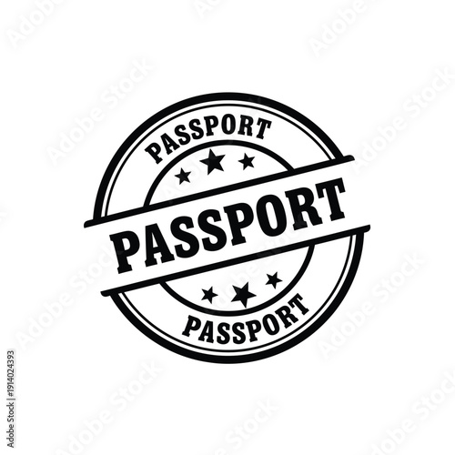 Vector illustration icon black and white passport stamp icon with stars