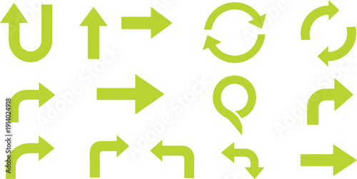 A collection of various arrow symbols and shapes in a single color