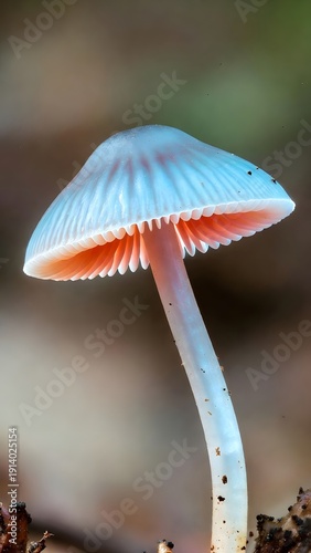 Ethereal Blue Mushroom with Peach Underside in Mossy Woodland