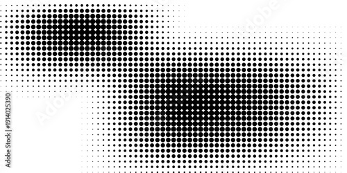 Set of halftone dots gradient pattern texture isolated on white background. Straight dotted spots using halftone circle dot raster texture. Vector blot half tone collection.