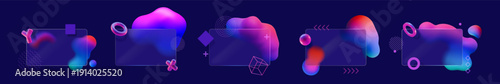 Wallpaper Mural Glass morphism. Square credit card. 3D transparent blur screen or rectangle shape. Blank UI design. Glassmorphism frame. Geometric figures. Amorphous blobs. Vector graphic elements set Torontodigital.ca