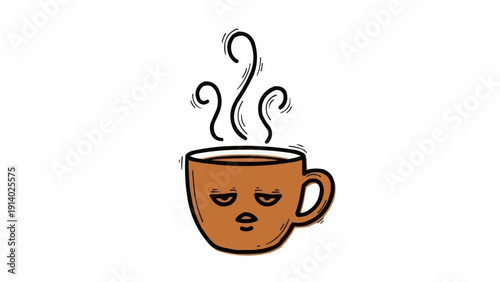 Cartoon Angry Coffee Mug Face.