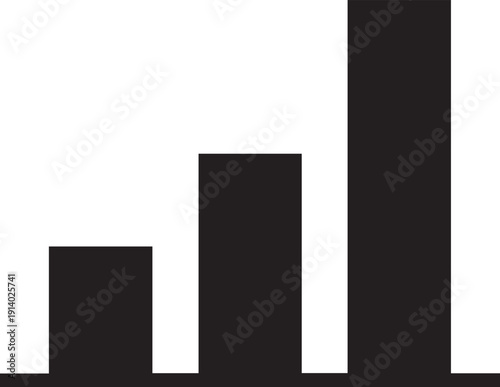 Three black bar graph columns of varying heights on a transparent background