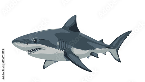 Bild auf Leinwand Illustration of a great white shark swimming in the ocean.