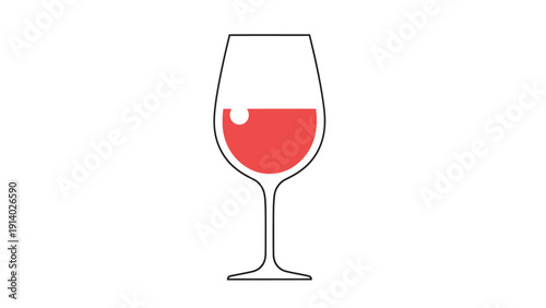 Illustration of a wine glass filled with red wine against a white background.