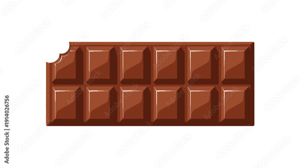 Fototapeta premium Illustration of a classic milk chocolate bar with segmented pieces.