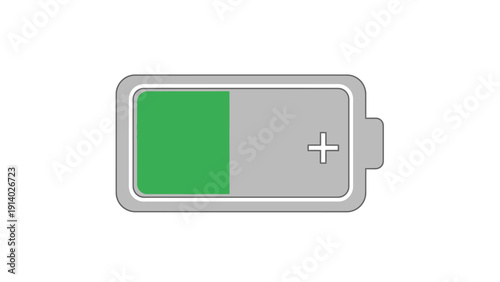 Battery icon showing partial charge with green level indicator and plus sign.