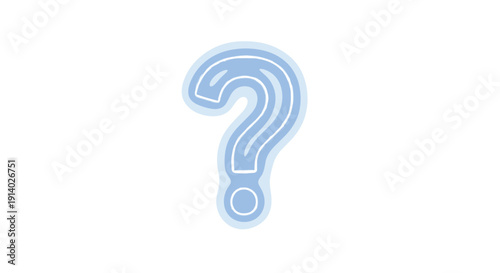 Simple light blue question mark symbol with a white outline on an isolated clean background.