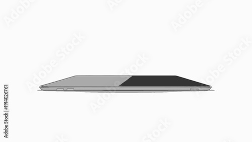 Sleek modern tablet device with slim profile isolated on white background.
