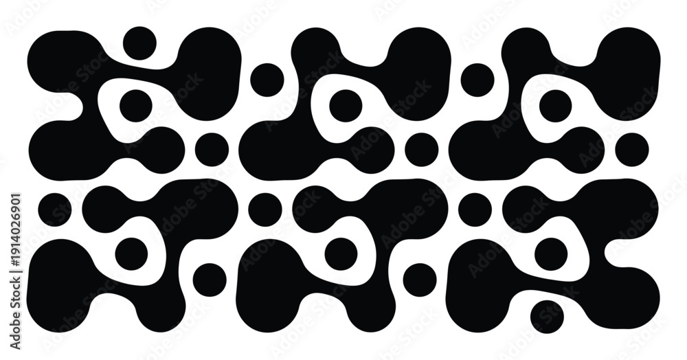 Fototapeta premium Abstract Black and White Organic Blob and Circle Pattern Background