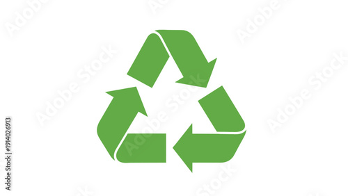 Green recycling symbol representing environmental sustainability and waste reduction.