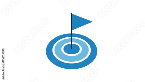 Blue target with a flag symbolizing achievement and success.