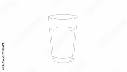 Simple transparent glass filled with clear water isolated on white background.