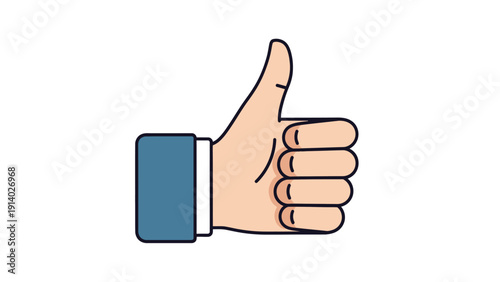 Illustration of a hand giving a thumbs up gesture with a blue cuff.