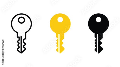 Three Keys: Outline, Yellow, and Black Representing Access and Security