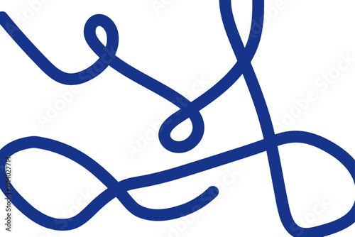 A blue squiggly line on a white background