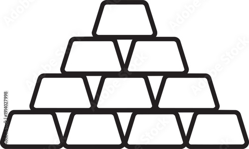 Pyramid stack of gold bar ingots representing national treasury reserves and solid wealth