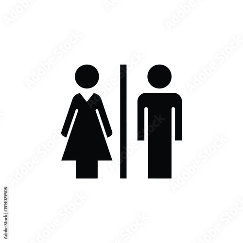 Vector illustration icon simple black pictogram of man and woman standing side by side